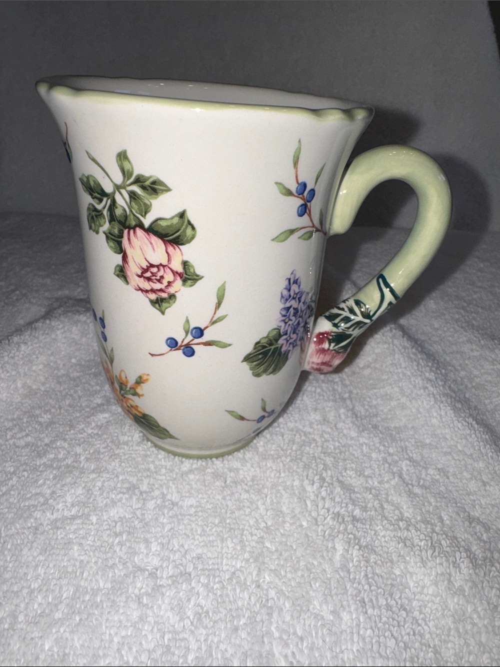 Princess House Floral Ceramic Mug in Cream, Vintage Garden